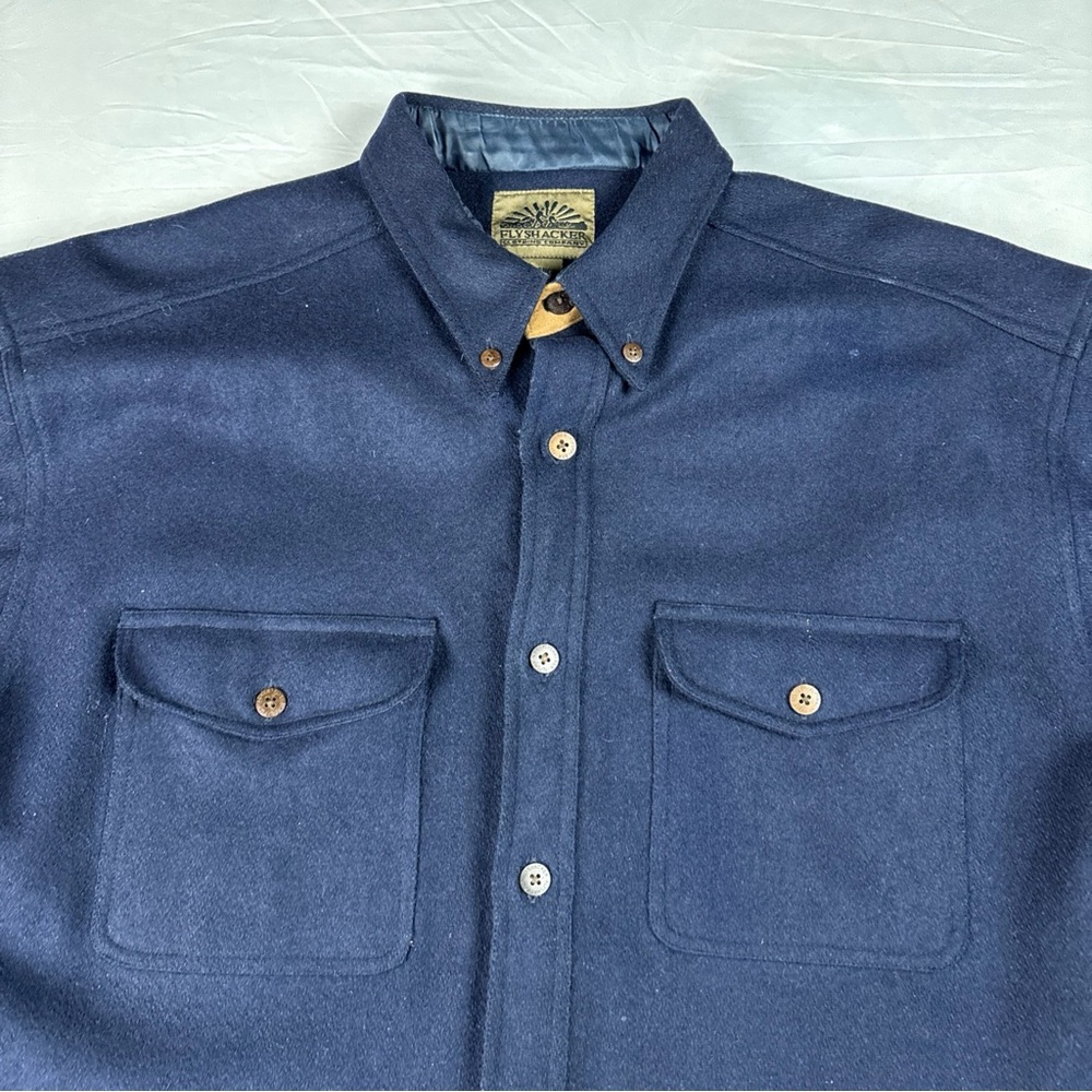 Vintage Flyshacker Men's Navy Wool Jacket Shirt XL